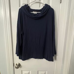 Lou & Grey Navy Blue Cowl Neck Long Sleeve Top Women’s Medium